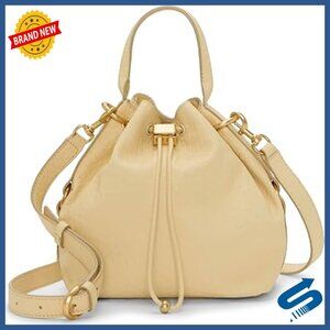 Genuine Leather Bucket Shoulder Bag with Magnetic Closure